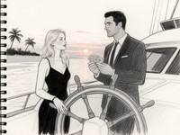 Qwen Image — Luxury Yacht Romance — Sketch