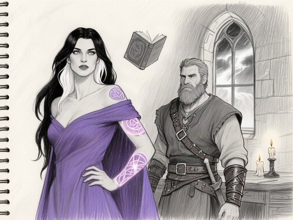 Qwen Image — A Night in the Sorceress's Tower — Sketch