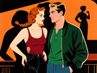 Qwen Image — Speakeasy Hidden Tension — Vintage Poster