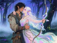 Qwen Image generated image for Fantasy Romance in the Whispering Grove - Watercolor