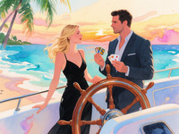 Qwen Image generated image for Luxury Yacht Romance - Watercolor