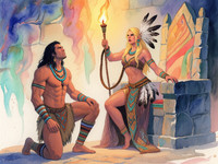 Qwen Image generated image for Tribal Guardian's Desire - Watercolor