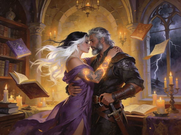 Seedream V4.5 — A Night in the Sorceress's Tower — Classic Romance