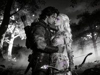 Seedream V4.5 — Fantasy Romance in the Whispering Grove — Film Noir