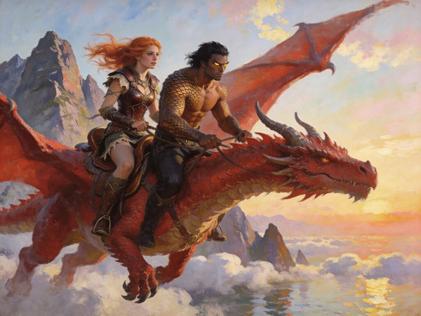 Seedream V4.5 — Dragonrider at Dawn — Impressionism