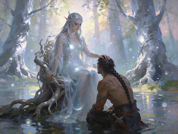 Seedream V4.5 — The Elven Queen's Champion — Impressionism