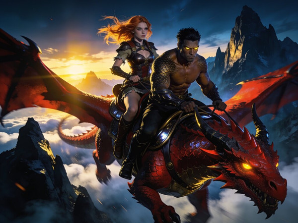 Seedream V4.5 — Dragonrider at Dawn — Neo Noir