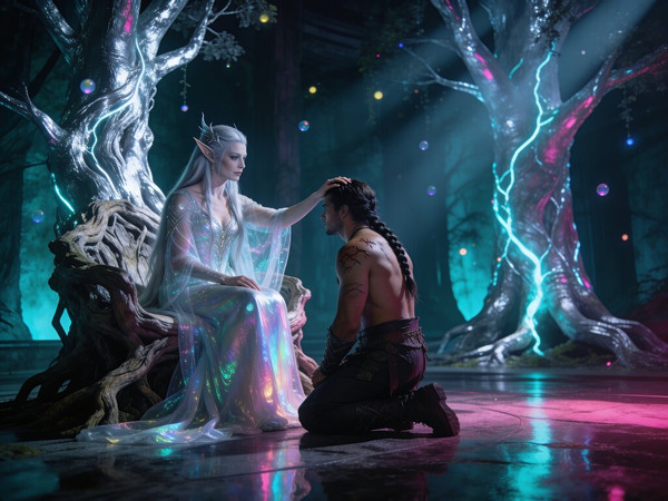 Seedream V4.5 — The Elven Queen's Champion — Neo Noir