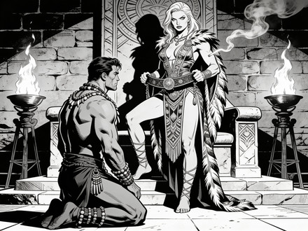 Tribal Guardian's Desire — Noir Comic — Seedream V4.5