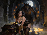 Seedream V4.5 — Moonlit Horror-Erotica Blend — Oil Painting