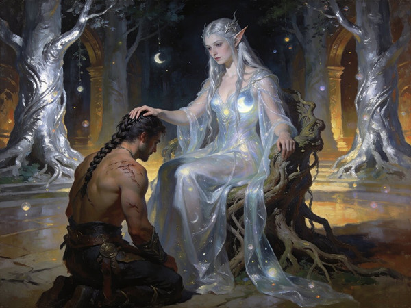 Seedream V4.5 — The Elven Queen's Champion — Oil Painting