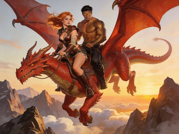 Seedream V4.5 — Dragonrider at Dawn — Pin-Up