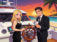 Seedream V4.5 — Luxury Yacht Romance — Pixel Art