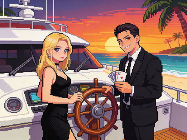 Seedream V4.5 — Luxury Yacht Romance — Pixel Art