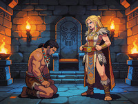 Seedream V4.5 — Tribal Guardian's Desire — Pixel Art
