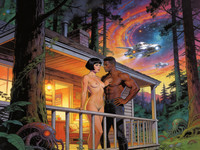 Seedream V4.5 — Cabin in the Woods — Retro Sci-Fi