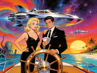 Seedream V4.5 — Luxury Yacht Romance — Retro Sci-Fi
