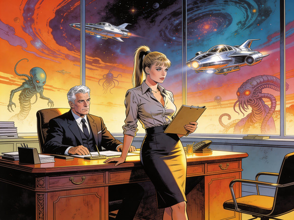 Seedream V4.5 — Office Heat Classics — Retro Sci-Fi