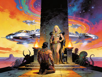 Seedream V4.5 — Tribal Guardian's Desire — Retro Sci-Fi