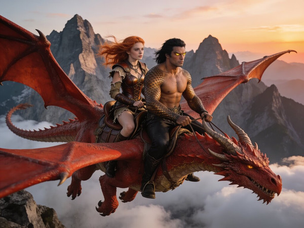 Seedream V4.5 — Dragonrider at Dawn — Retro