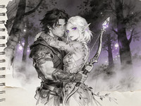 Seedream V4.5 — Fantasy Romance in the Whispering Grove — Sketch