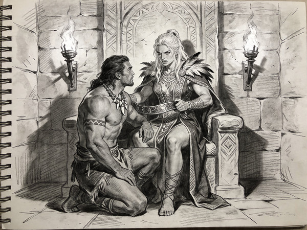 Seedream V4.5 — Tribal Guardian's Desire — Sketch