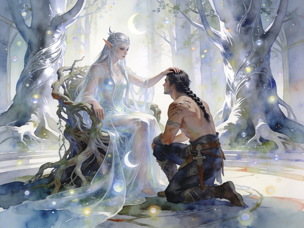 Seedream V4.5 — The Elven Queen's Champion — Watercolor