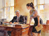 Seedream V4.5 — Office Heat Classics — Watercolor