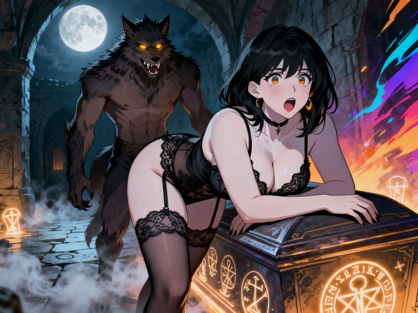 Seedream V4 — Moonlit Horror-Erotica Blend — Anime
