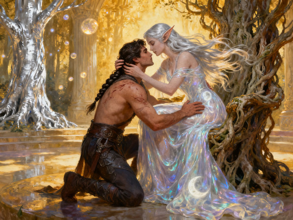 Seedream V4 — The Elven Queen's Champion — Classic Romance