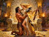 Seedream V4 — Tribal Guardian's Desire — Classic Romance