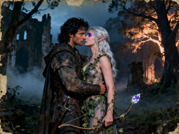 Seedream V4 — Fantasy Romance in the Whispering Grove — Dark Fantasy
