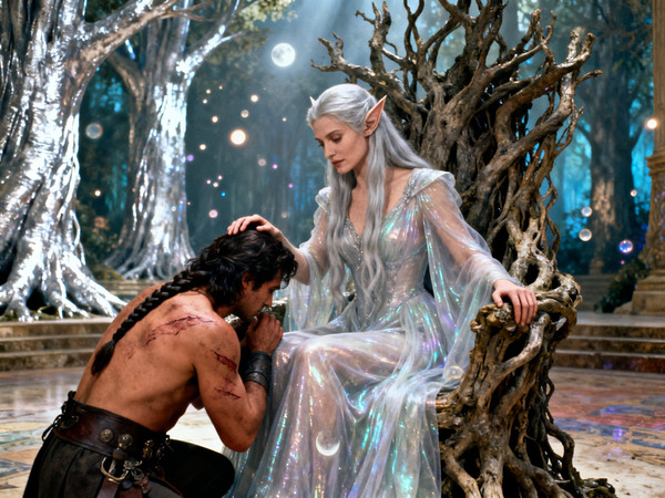 Seedream V4 — The Elven Queen's Champion — Dark Fantasy