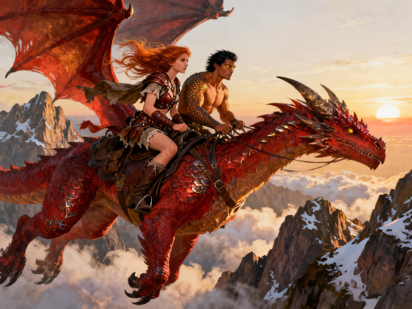 Seedream V4 — Dragonrider at Dawn — Epic Fantasy