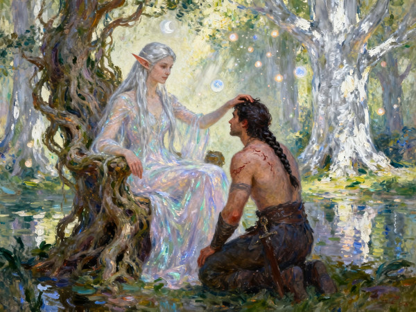 Seedream V4 — The Elven Queen's Champion — Impressionism