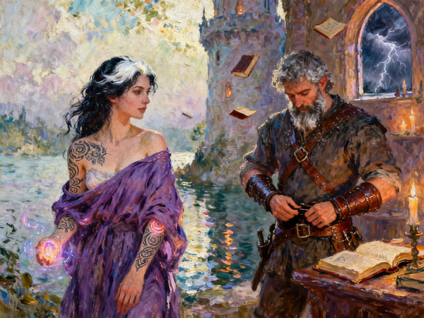 Seedream V4 — A Night in the Sorceress's Tower — Impressionism