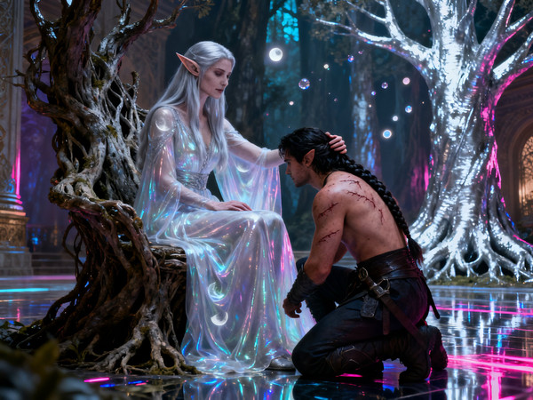 Seedream V4 — The Elven Queen's Champion — Neo Noir