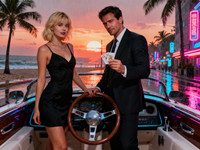 Seedream V4 generated image for Luxury Yacht Romance - Neo Noir