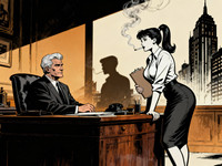 Seedream V4 generated image for Office Heat Classics - Noir Comic