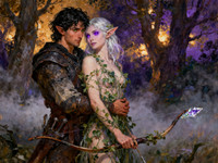 Seedream V4 — Fantasy Romance in the Whispering Grove — Oil Painting