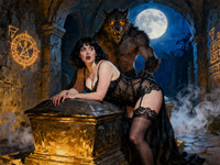 Seedream V4 — Moonlit Horror-Erotica Blend — Oil Painting