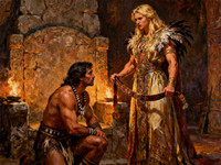 Seedream V4 — Tribal Guardian's Desire — Oil Painting