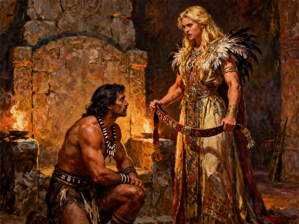 Seedream V4 — Tribal Guardian's Desire — Oil Painting
