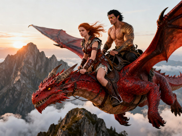 Seedream V4 — Dragonrider at Dawn — Photorealistic