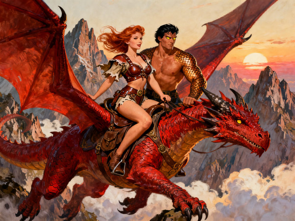 Seedream V4 — Dragonrider at Dawn — Pin-Up
