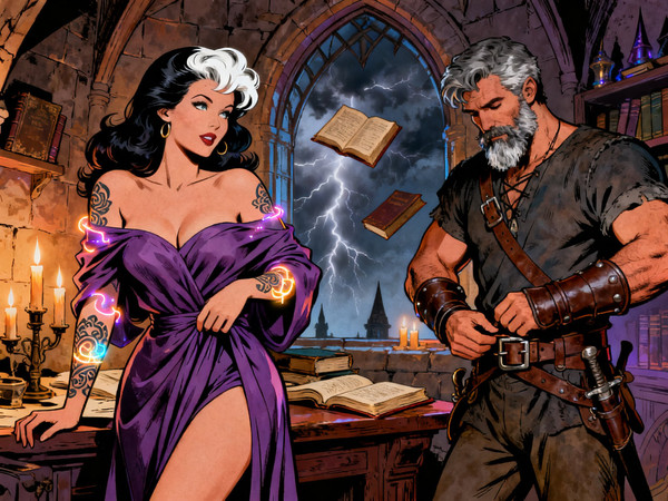 Seedream V4 — A Night in the Sorceress's Tower — Pin-Up