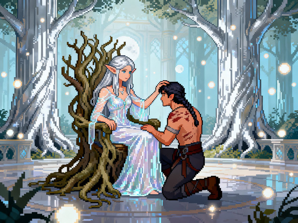 Seedream V4 — The Elven Queen's Champion — Pixel Art