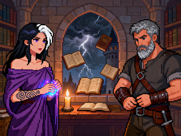 Seedream V4 — A Night in the Sorceress's Tower — Pixel Art