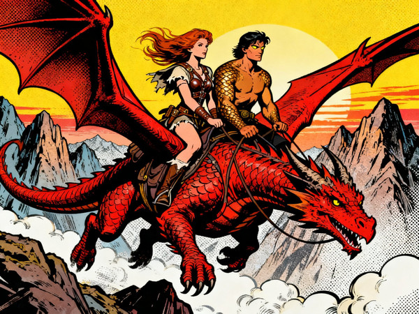 Seedream V4 — Dragonrider at Dawn — Pop Art