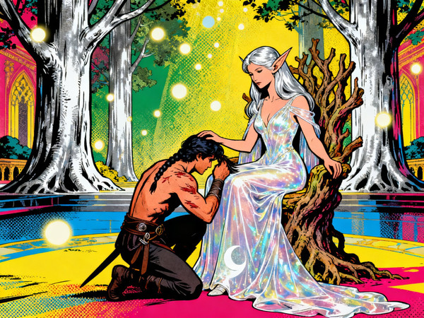 Seedream V4 — The Elven Queen's Champion — Pop Art